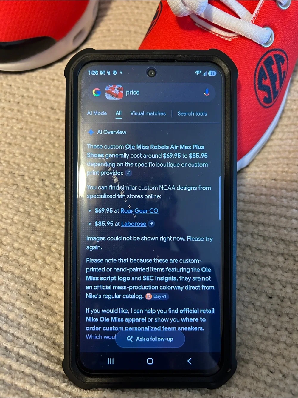 Nike Red and Navy Ole Miss Sneakers